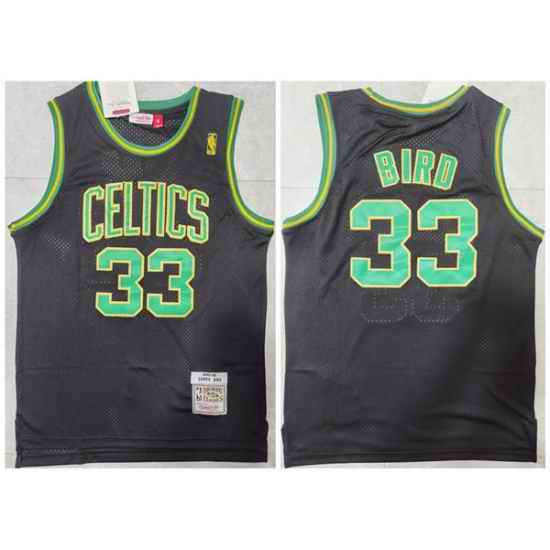 Men Boston Celtics #33 Larry Bird Black Throwback Stitched Jersey