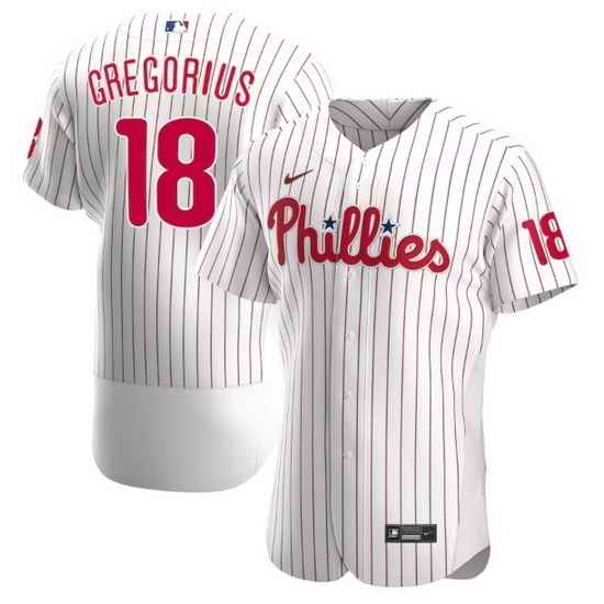 Men Philadelphia Phillies #18 Didi Gregorius White Flex Base Stitched Baseball jersey