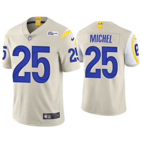 Men Los Angeles Rams #25 Sony Michel 2021 Bone Vapor Untouchable Limited Stitched Football Jersey