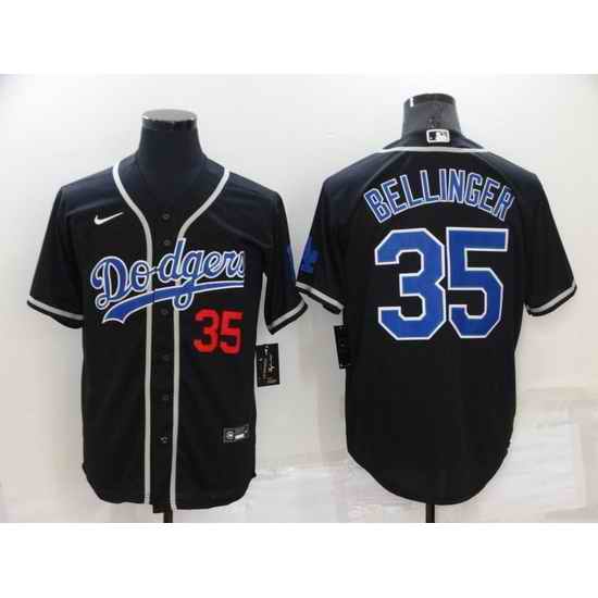 Men Los Angeles Dodgers #35 Cody Bellinger Black Cool Base Stitched Baseball Jerseys