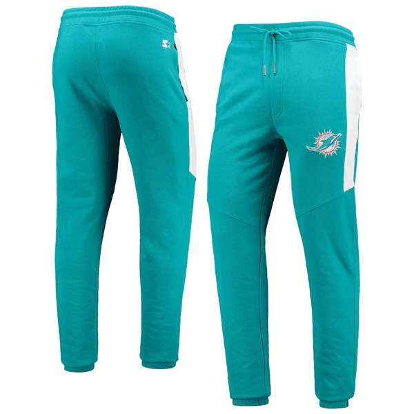 Men's Miami Dolphins Starter Aqua/White Goal Post Fleece Pants