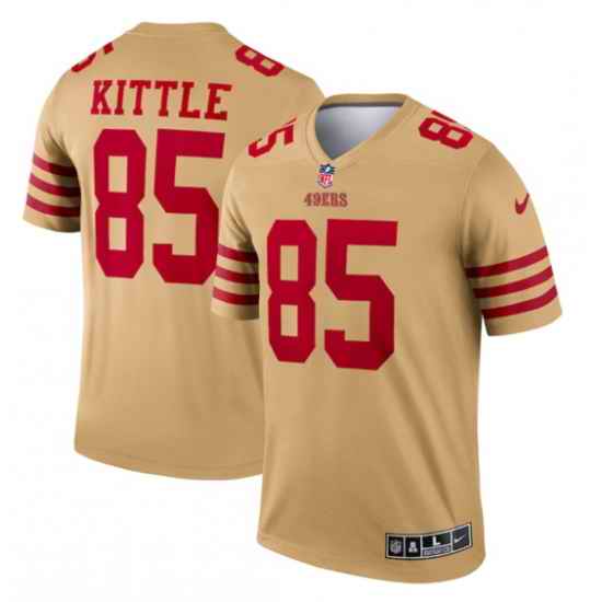 Men San Francisco 49ers #85 George Kittle 2022 New Gold Inverted Legend Stitched Football Jersey