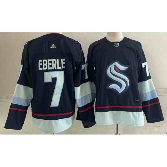 Men Seattle Kraken #7 Jordan Eberle Navy Blue Adidas Stitched NHL Jersey