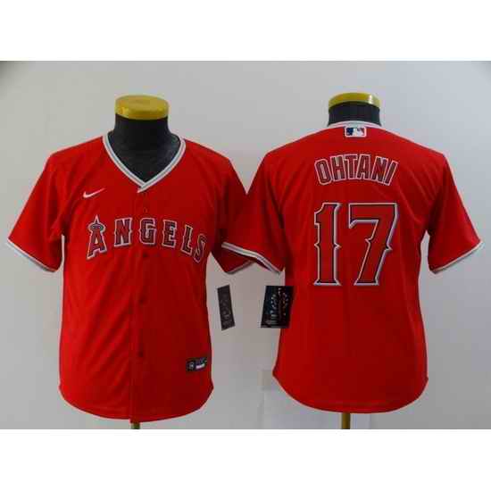 Youth Los Angeles Angels #17 Shohei Ohtani Red Stitched MLB Cool Base Nike Jersey