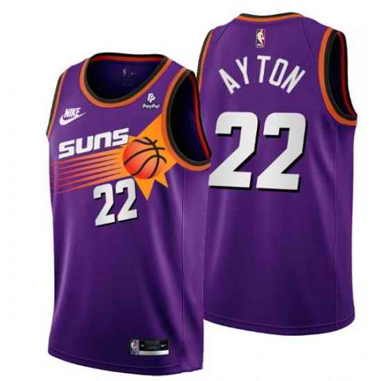 Men Phoenix Suns #22 Deandre Ayton Purple Stitched Basketball Jersey