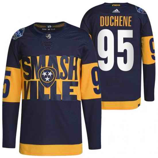 Men Nashville Predators #95 Matt Duchene 2022 Navy Stadium Series Breakaway Player Stitched Jersey