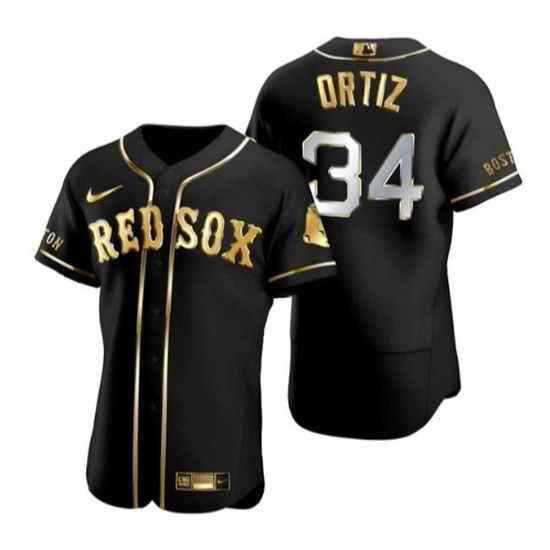 Youth Boston Red Sox #34 David Ortiz Black Gold Flex Base Stitched Baseball Jersey