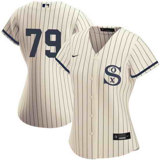 Women Chicago White Sox #79 Jose Abreu 2021 Cream Navy Name 26Number Field Of Dreams Cool Base Stitched Jersey