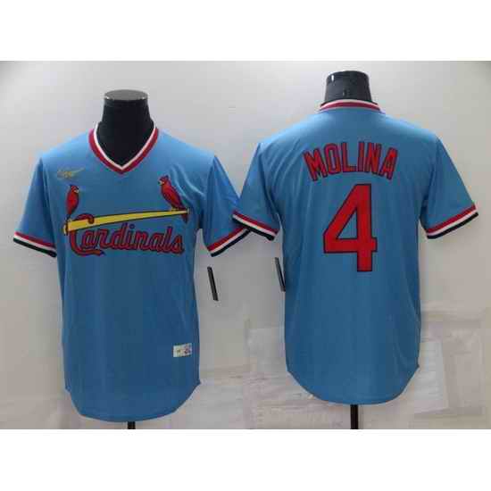 Men St  Louis Arizona Cardinals #4 Yadier Molina Blue Cool Base Stitched Jerse
