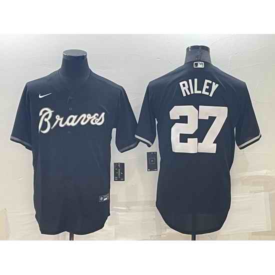 Men Atlanta Braves #27 Austin Riley Black Cool Base Stitched Baseball Jersey