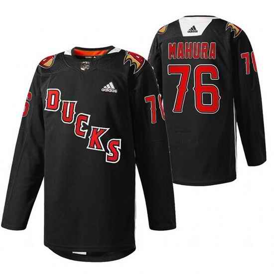 Men Anaheim Ducks #76 Josh Mahura 2022 Black Angels Night Stitched jersey