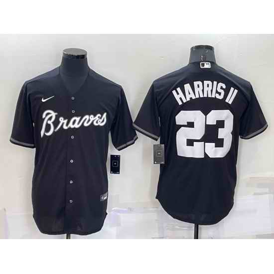 Men Atlanta Braves #23 Michael Harris II Black Cool Base Stitched Baseball Jersey