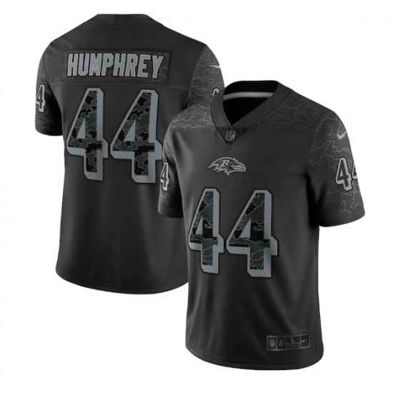 Men Baltimore Ravens #44 Marlon Humphrey Black Reflective Limited Stitched Football Jersey