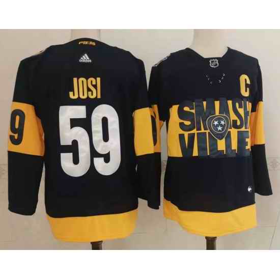 Men Nashville Predators #59 Roman Josi Black 2022 Stadium Series adidas Stitched NHL Jersey