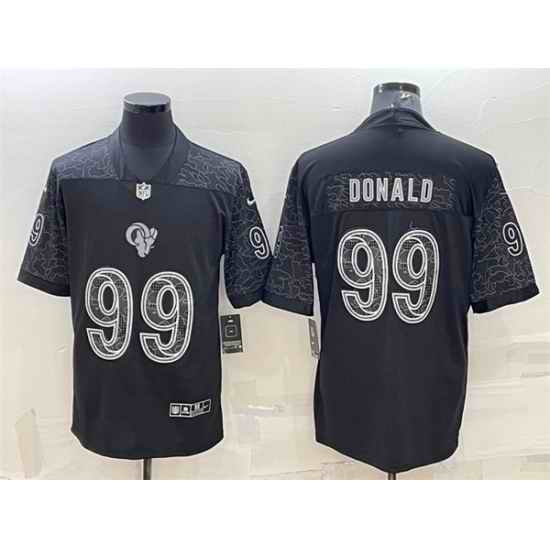 Men Los Angeles Rams #99 Aaron Donald Black Reflective Limited Stitched Football Jersey
