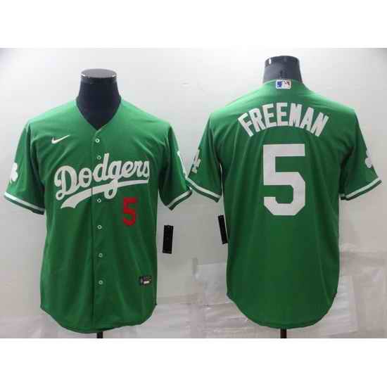 Men Los Angeles Dodgers #5 Freddie Freeman Green Stitched Baseball Jerse
