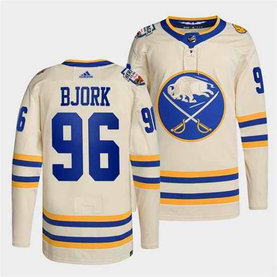 Men Buffalo Sabres #96 Anders Bjork 2022 Cream Heritage Classic Cream Stitched jersey