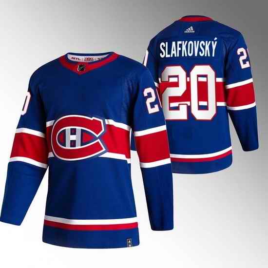 Men Montreal Canadiens #20 Juraj Slafkovsky Blue Stitched Jersey