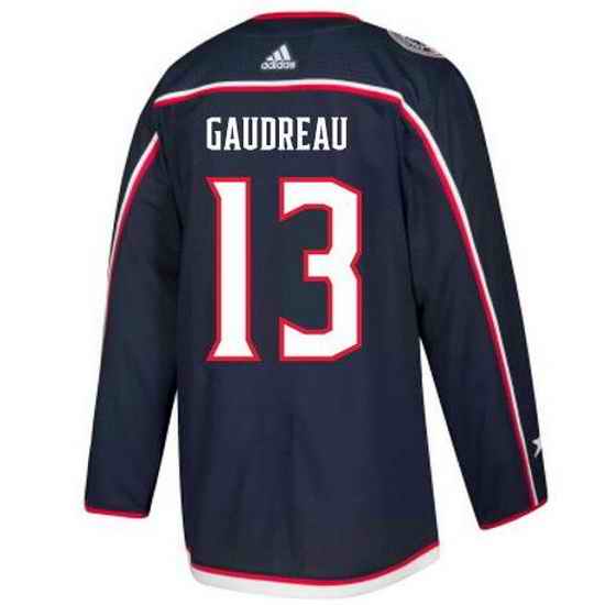 Men Adidas Columbus Blue Jackets #13 Johnny Gaudreau Premier Navy Blue Home NHL Jersey