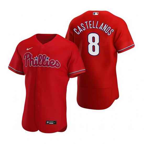 Men Philadelphia Phillies #8 Nick Castellanos Red Flex Base Stitched Baseball jersey