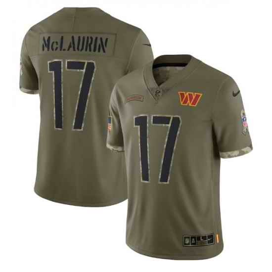 Men Washington Commanders #17 Terry McLaurin Olive 2022 Salute To Service Limited Stitched Jersey