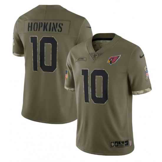Men Arizona Cardinals #10 DeAndre Hopkins Olive 2022 Salute To Service Limited Stitched Jersey