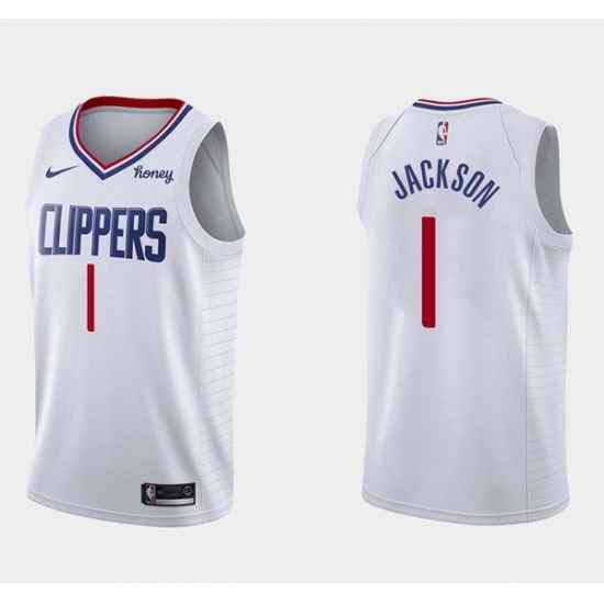 Men Los Angeles Clippers #1 Reggie Jackson White Association Edition Stitched Basketball Jersey