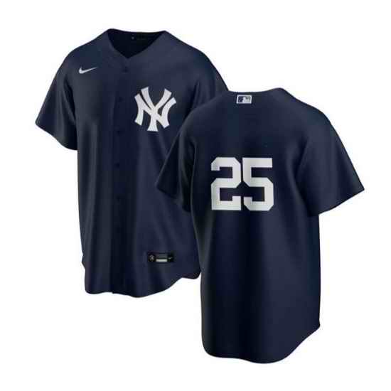 Men New York Yankees #25 Gleyber Torres Navy Cool Base Stitched Baseball Jersey