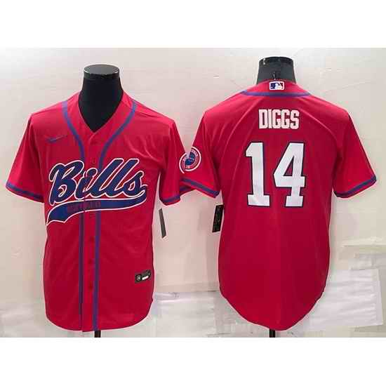 Men Buffalo Bills #14 Stefon Diggs Red Cool Base Stitched Baseball Jersey