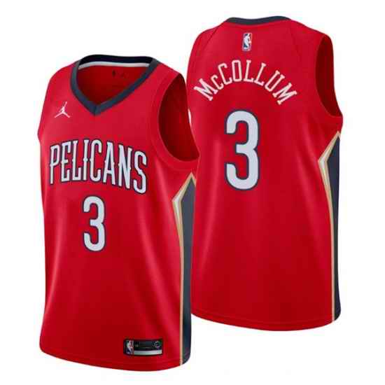 Men New Orleans Pelicans #3 C J  McCollum Red Statement Edition Stitched Jerse