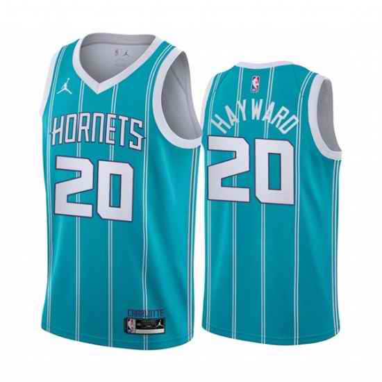 Men Charlotte Hornets #20 Gordan Hayward Aqua Stitched Basketball Jersey