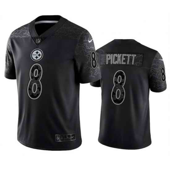 Men Pittsburgh Steelers #8 Kenny Pickett Black Reflective Limited Stitched Jersey