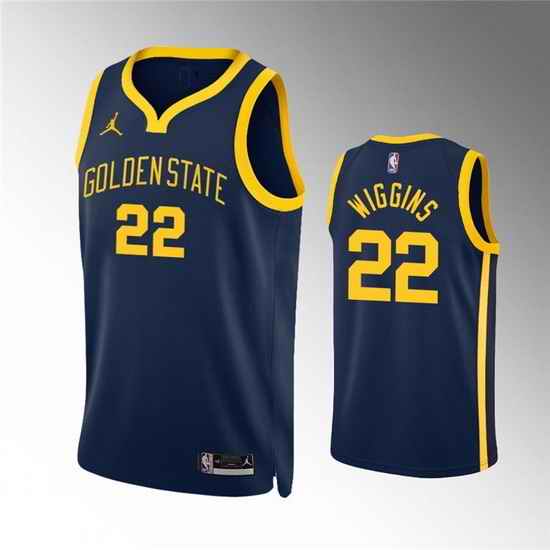 Men Golden State Warriors #22 Andrew Wiggins Navy Statement EditionStitched Jersey