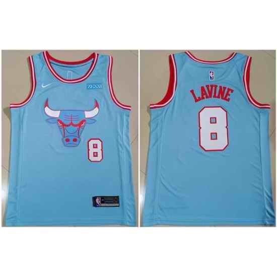 Men Chicago Bulls #8 Zach LaVine Light Blue Stitched Basketball Jersey