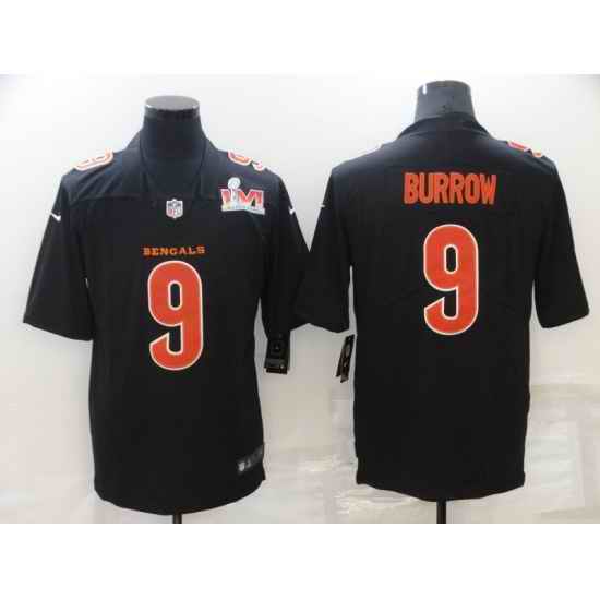 Nike Cincinati Bengals #9 Joe Burrow Black 2022 Super Bowl LVI Vapor Limited Jersey