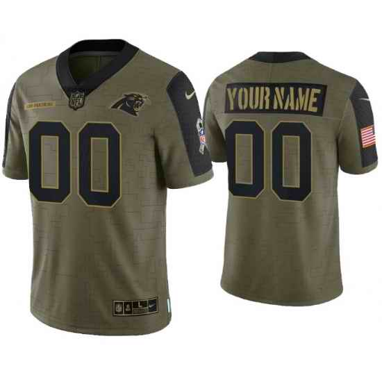 Men Women Youth Toddler  Carolina Panthers ACTIVE PLAYER Custom 2021 Olive Salute To Service Limited Stitched Jersey