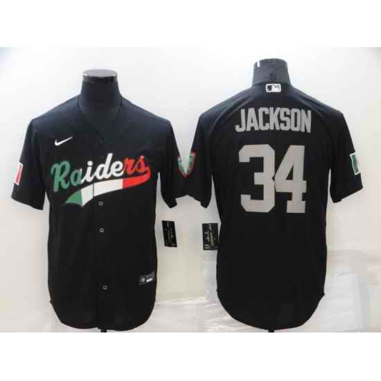 Men Las Vegas Raiders #34 Bo Jackson Black Mexico Stitched Jersey
