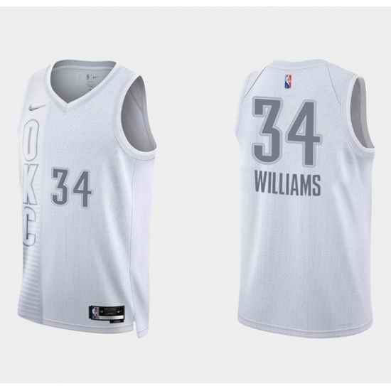 Men Oklahoma City Thunder 34 Kenrich Williams 2021 #22 City Edition White 75th Anniversary Stitched Basketball Jersey
