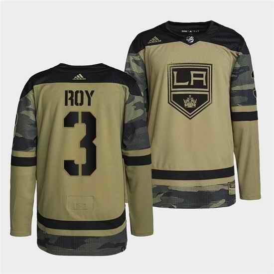 Men Los Angeles Kings #3 Matt Roy 2022 Camo Military Appreciation Night Stitched jersey