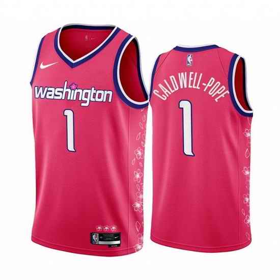 Men Washington Wizards #1 Kentavious Caldwell Pope 2022 23 Pink Cherry Blossom City Edition Limited Stitched Basketball Jersey