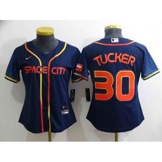 Women Houston Astros #30 Kyle Tucker 2022 Navy City Connect Stitched Jersey 28Run Small 2