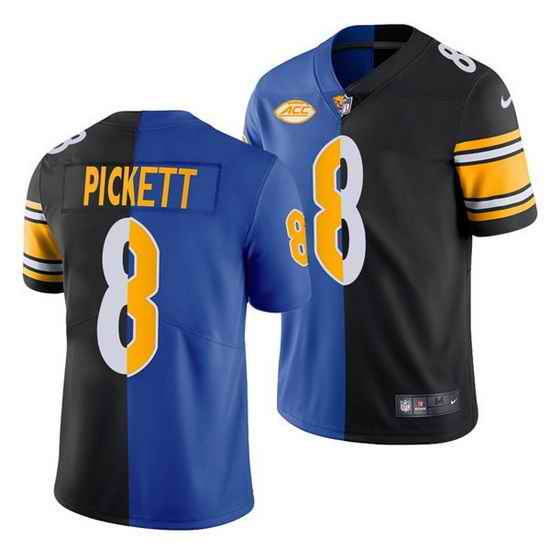 Men Pittsburgh Steelers #8 Kenny Pickett Royal Black Split Limited Stitched Jerse