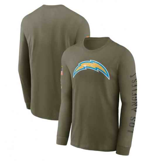 Men Los Angeles Chargers 2022 Olive Salute To Service Long Sleeve T Shirt