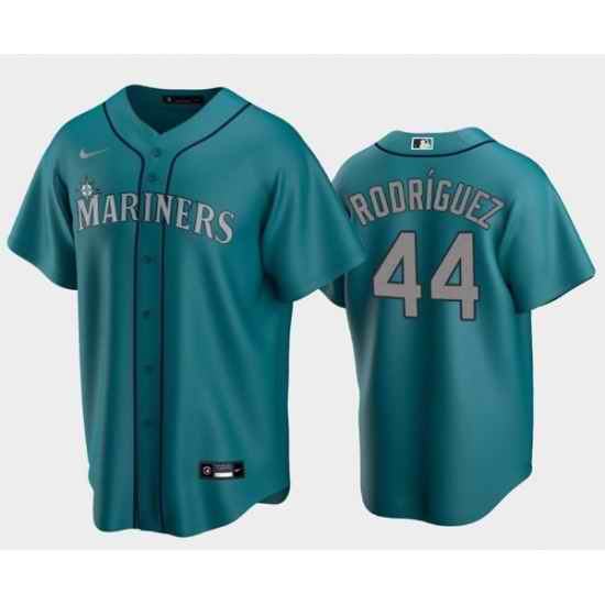 Men Seattle Mariners #44 Julio Rodr EDguez Aqua Cool Base Stitched Jersey