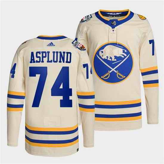Men Buffalo Sabres #74 Rasmus Asplund 2022 Cream Heritage Classic Stitched jersey