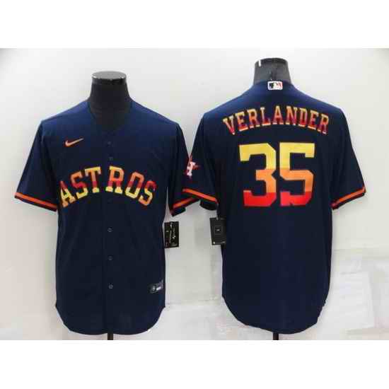 Men Houston Astros #35 Justin Verlander 2022 Navy Cool Base Stitched Jerseys