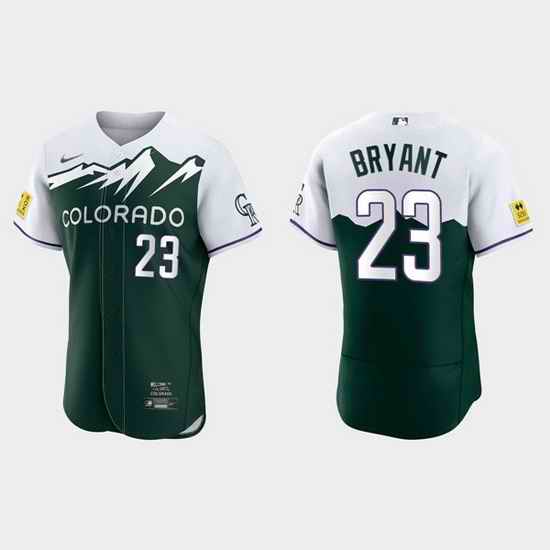 Men Colorado Rockies #23 Kris Bryant 2022 Green City Connect Flex Base Stitched Jerseys