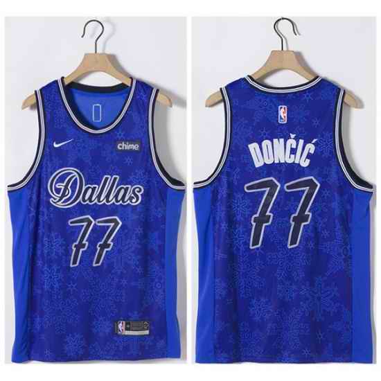Men Dallas Mavericks #77 Luka Doncic Blue Stitched Basketball Jersey