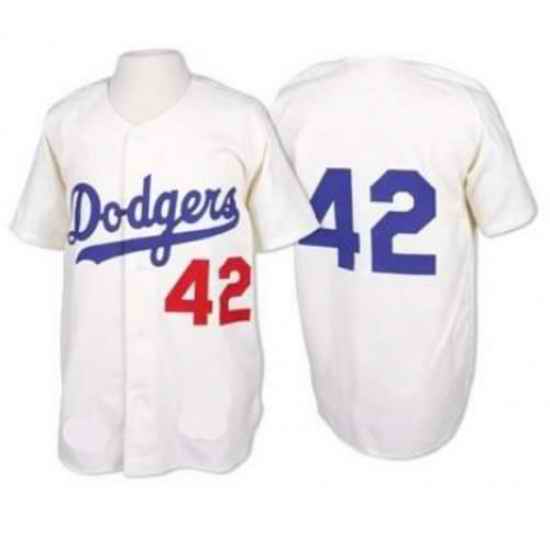 Men Los Angeles Dodgers #42 Jackie Robinson White 1955 Cooperstown Collection Jersey