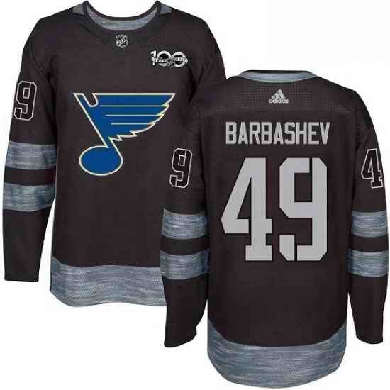 Mens Adidas St Louis Blues #49 Ivan Barbashev Authentic Black 1917 2017 100th Anniversary NHL Jersey